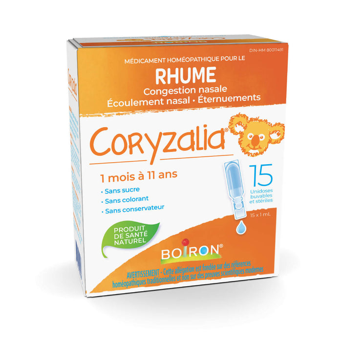 Coryzalia 15 doses pour le rhume et ses symptômes chez les enfants de 1 mois à 11 ans