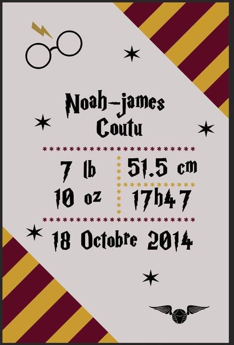 Doudou doublé minky de naissance personnalisable style harry potter