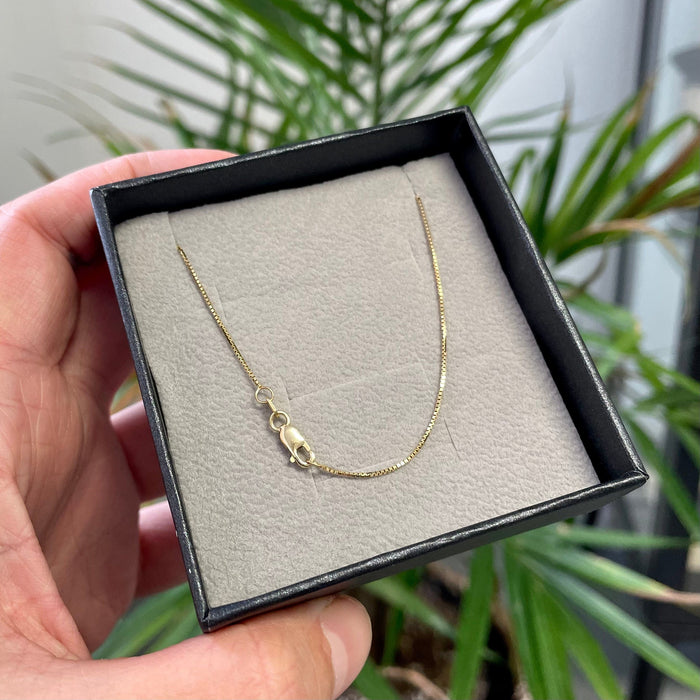 RPM Colliers 9.5 pouces / Doré Chaine vénitiennes - carré en or jaune ou blanc 10K 9.5 ou 18 pouces