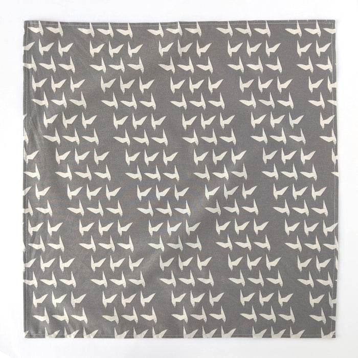Furoshiki - emballage réutilisable - coton, gris - oiseaux