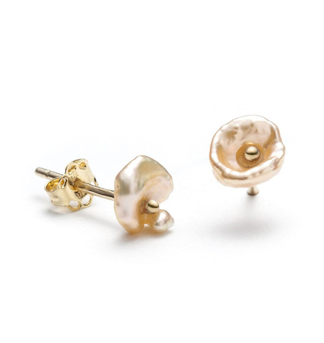 Boucles d'oreilles en or jaune 14k aux perles pétales cascata