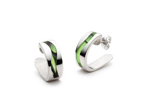 boucles d'oreilles stud en argent - stud silver green earrings