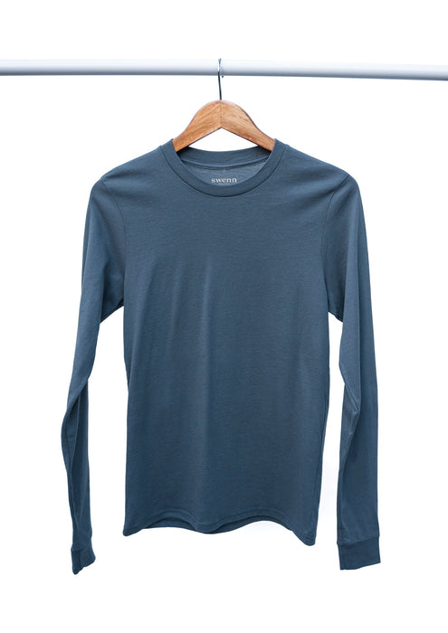 T-shirt manches longues - coton biologique - bleu pacifique