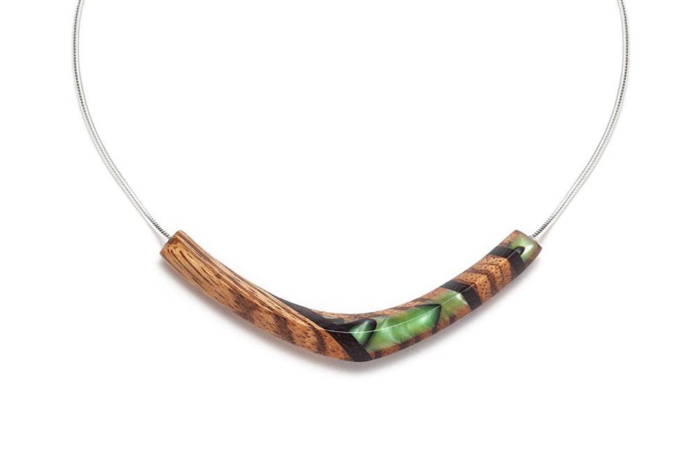 Collier sourire réversible vert et mauve