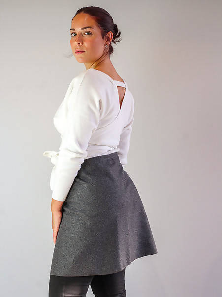 Tukuan la jupe polyvalente aux genoux taille unique grise