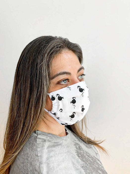 Masque en tissu - rayures & pois & denim noir