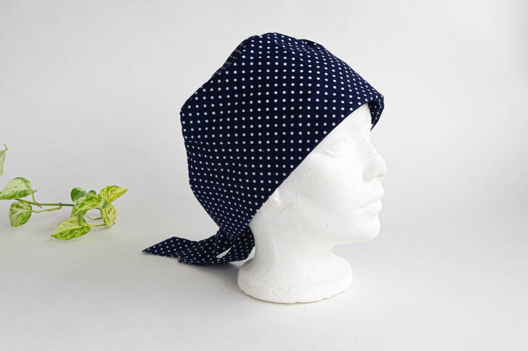 Bonnet chirurgical | motif pois bleu et gris