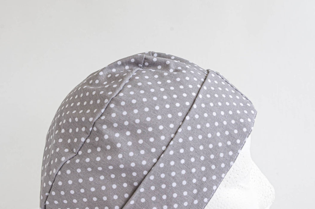 Bonnet chirurgical | motif pois bleu et gris