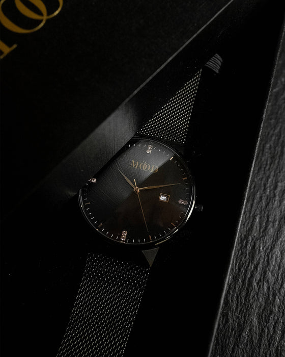 Montre pop's en acier inoxydable tissé noir