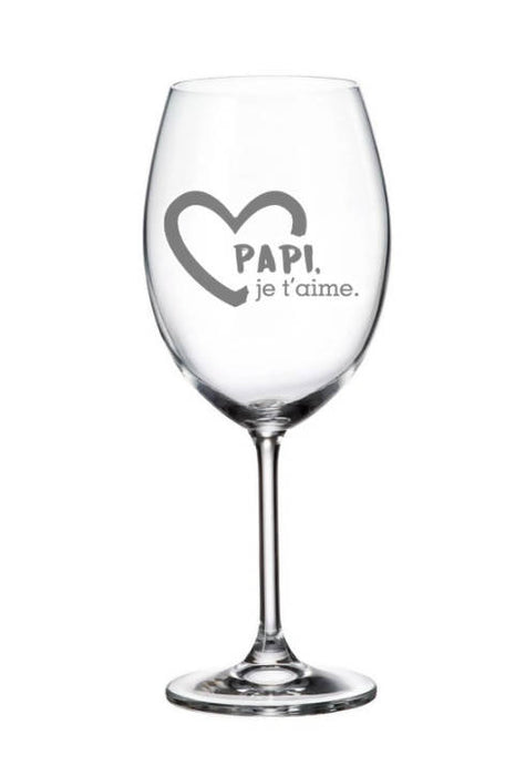 Verre à vin ''papi, je t'aime''