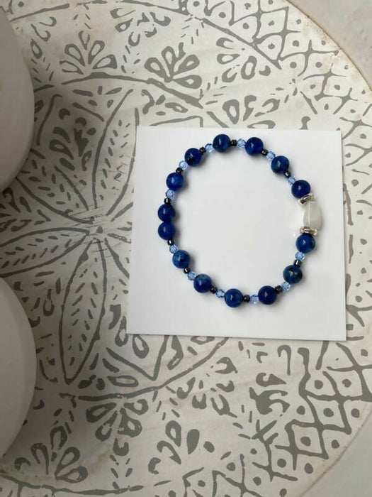 Bracelet d'agate de feu bleu pour homme