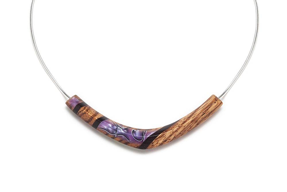 Collier sourire réversible vert et mauve