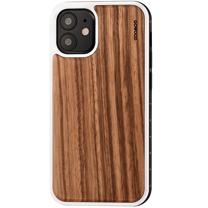 Étui iphone 12 mini en bois de zèbre et côtés en tpu