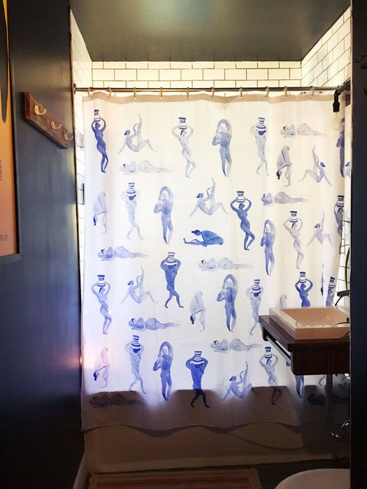 Rideau de douche en polyester, imperméable et lavable, 71" x 71", conçu en collaboration avec l'artiste agathe b-b