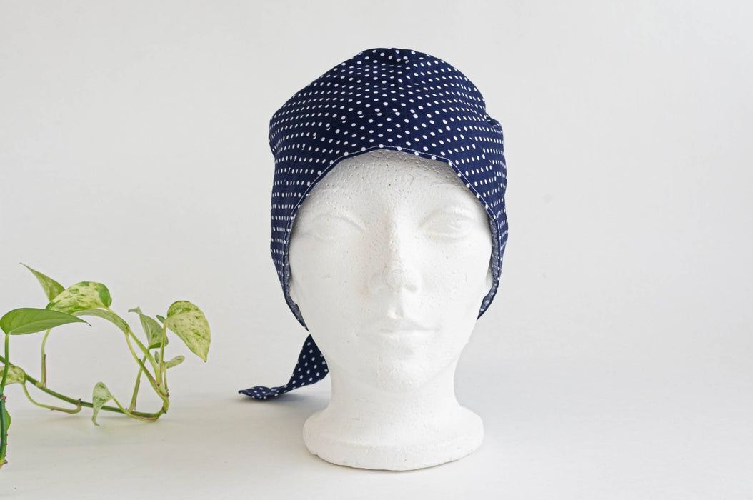 Bonnet chirurgical | motif pois bleu et gris