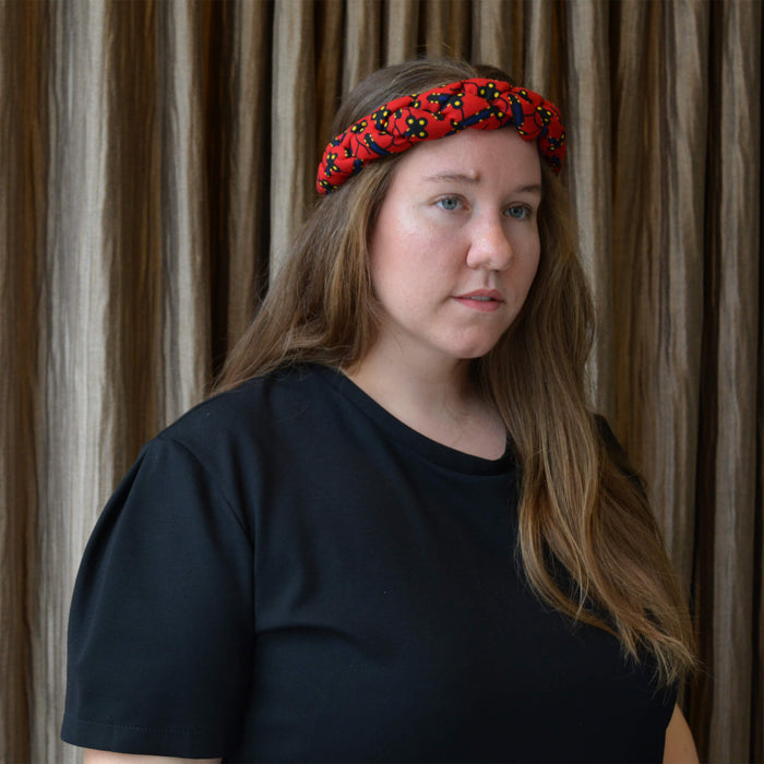 Bandeau tressé – rouge et noir