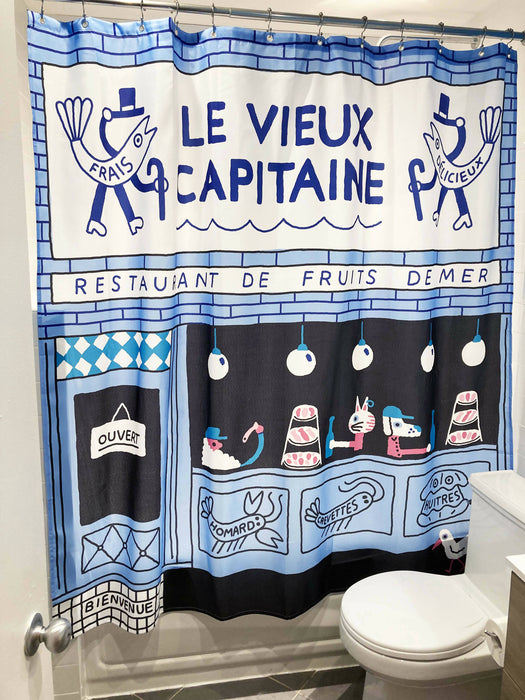 Rideau de douche de polyester, lavable à la machine, 71" x 71", conçu en collaboration avec l'artiste ben tardif